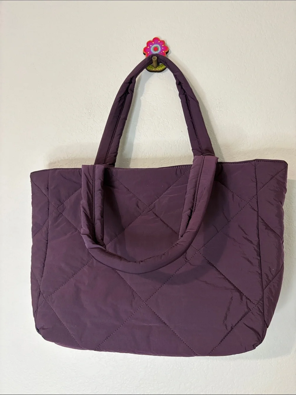 Athleta All About Quilted Tote Bag NWT Purple